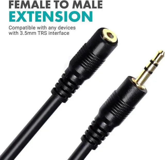 Alt view image 3 of 7 - MC10 3.5mm Audio Cable - 3.5mm TRS Female to Male 10ft Extension Cord for Microphones Headphones and More