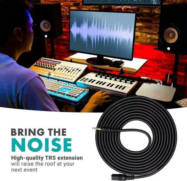 Alt view image 4 of 7 - MC10 3.5mm Audio Cable - 3.5mm TRS Female to Male 10ft Extension Cord for Microphones Headphones and More