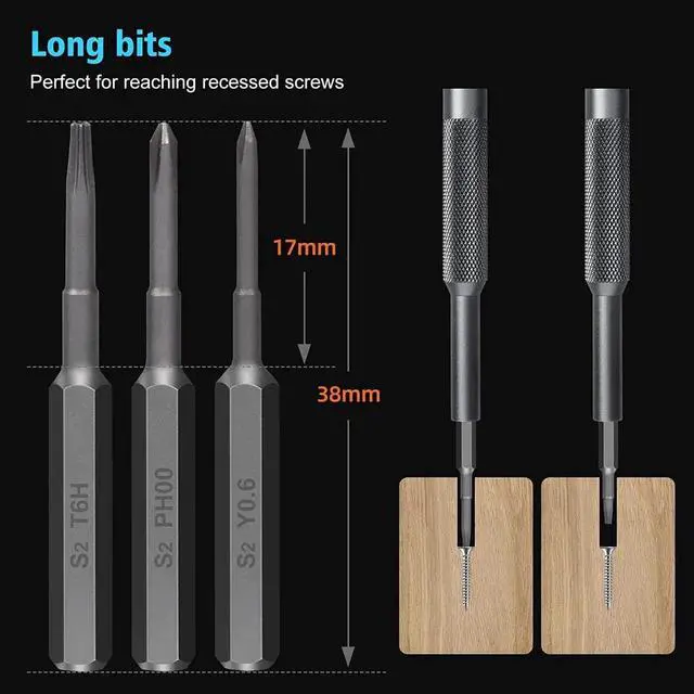 Alt view image 4 of 7 - JAENFONG Small Screwdriver Set 39 in 1 Precision Screwdriver Set, Electronics Tool Kit Screwdriver Kit - PC, Laptop, RC, Computer, Phone Repair Kit, S2 Steel Long Bits - Torx, Pentalobe, Triwing