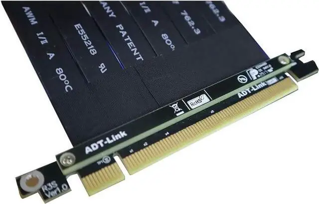 Alt view image 2 of 3 - JAENFONG ADT-LINK PCI-E X16 to 16X 3.0 Male to Female Riser Extension Cable Graphics Card Computer Chassis PCI Express Extender Ribbon 128G/Bps (R33SF 15CM)