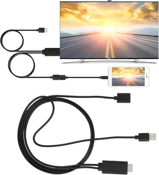 Alt view image 7 of 7 - 2 in 1 1080P USB Female to HDMI Male HDTV Adapter Cable Cord for iPhone Android USB Female to HDMI Male HDTV Adapter 1080P HD USB to HDMI Digital AV Adapter Cable Mrisatafm821qt5co