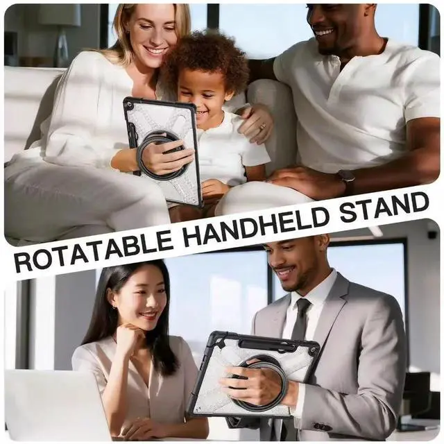 Alt view image 3 of 7 - Case for Microsoft Surface Pro 12 Inch 2025, All-in-One Rugged Transparent Protective Cover with Multi-Angle Kickstand & Pen Holder & Hand Strap, Compatible with Type Cover Keyboard, Clear