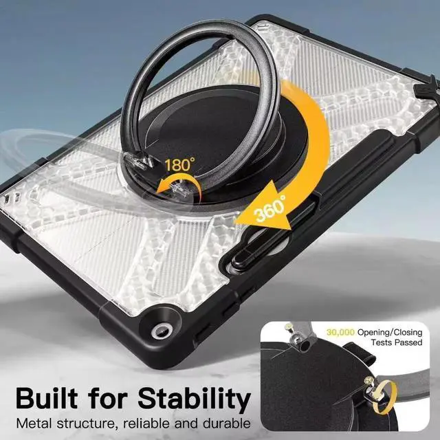 Alt view image 7 of 7 - Case for Microsoft Surface Pro 12 Inch 2025, All-in-One Rugged Transparent Protective Cover with Multi-Angle Kickstand & Pen Holder & Hand Strap, Compatible with Type Cover Keyboard, Clear