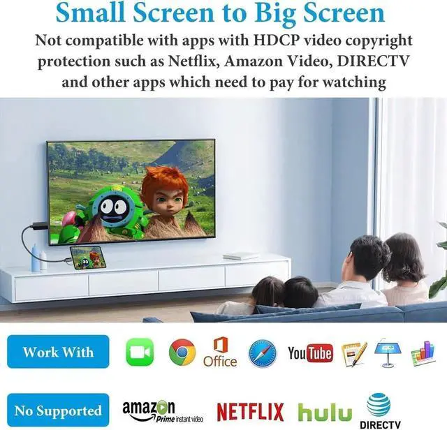Alt view image 6 of 7 - 2-in-1 USB Type C Micro USB Android Phone to TV HDMI Cable MHL to TV HDMI Adapter 1080P HDTV Mirroring & Charging Cable for Android Smartphone Tablets to Projector Monitor 6.6ft