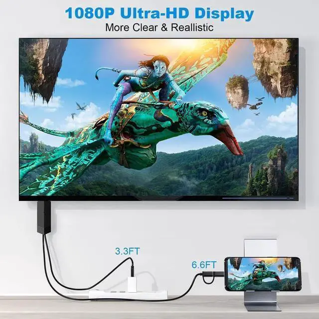 Alt view image 2 of 7 - 2-in-1 USB Type C Micro USB Android Phone to TV HDMI Cable MHL to TV HDMI Adapter 1080P HDTV Mirroring & Charging Cable for Android Smartphone Tablets to Projector Monitor 6.6ft