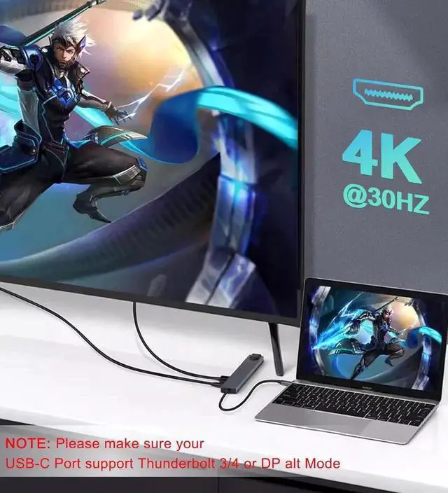 Alt view image 5 of 7 - USB C Hub Ethernet HDMI Adapter 10 in 1 Laptop Docking Station with 4K HDMI RJ45 Ethernet SD/TF Card Reader USB 3.0/2.0 PD 100W LAN USB-C Dongle for MacBook Pro/Air iPad Pro XPS etc