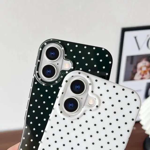 Alt view image 7 of 7 - for iPhone 17 Case Cute Polka Dot Phone Case Soft TPU Slim Shockproof Phone Cover for Women Girls Black