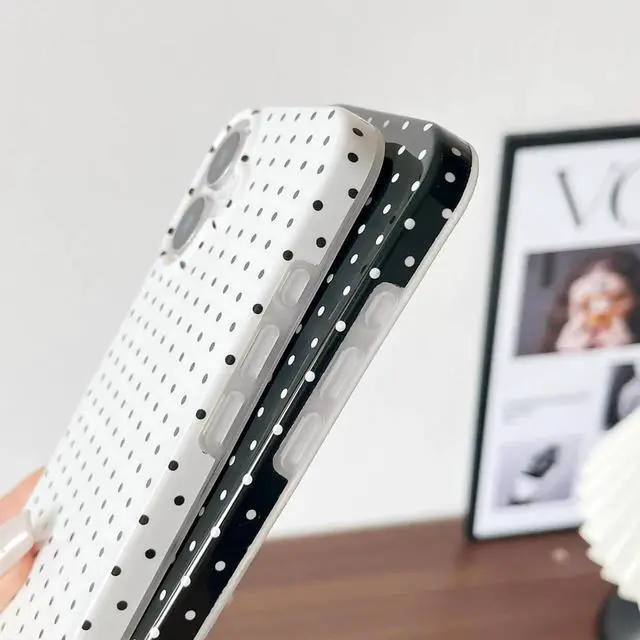 Alt view image 2 of 7 - for iPhone 17 Case Cute Polka Dot Phone Case Soft TPU Slim Shockproof Phone Cover for Women Girls Black