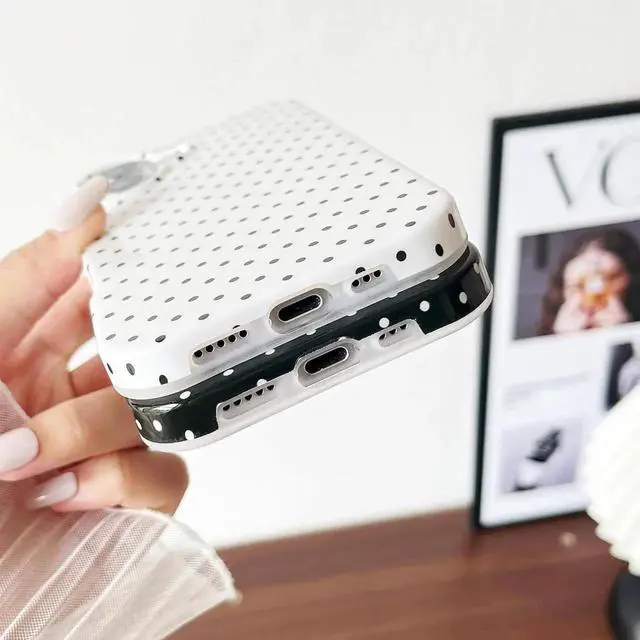 Alt view image 4 of 7 - for iPhone 17 Case Cute Polka Dot Phone Case Soft TPU Slim Shockproof Phone Cover for Women Girls Black