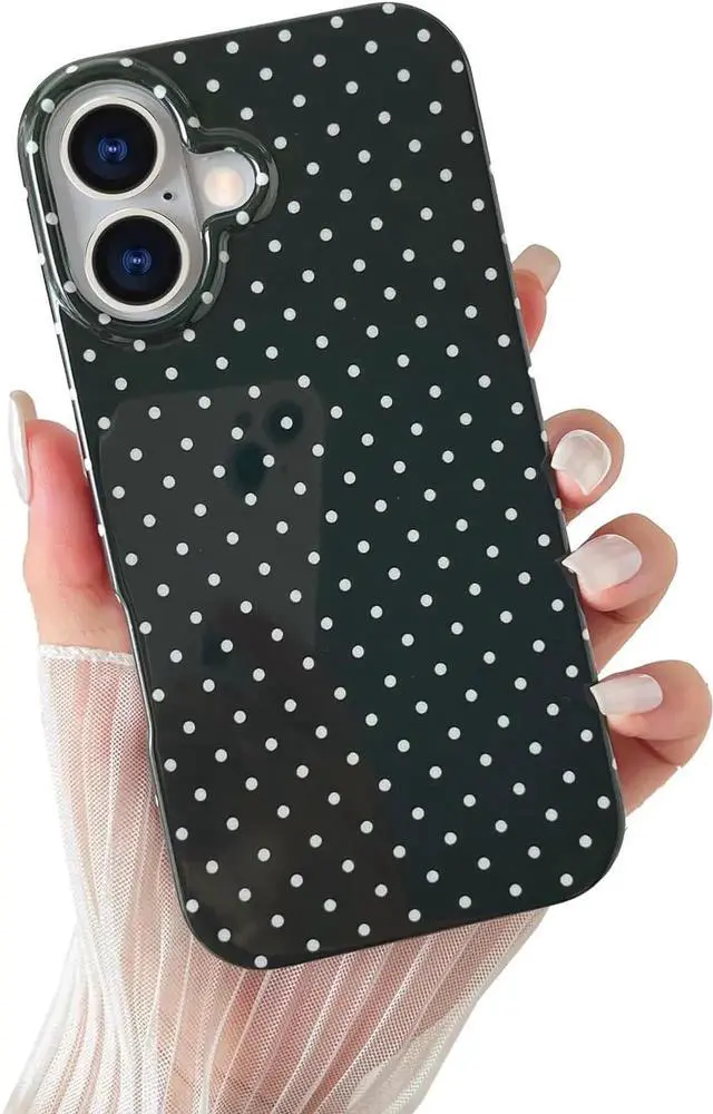 Main image of for iPhone 17 Case Cute Polka Dot Phone Case Soft TPU Slim Shockproof Phone Cover for Women Girls Black