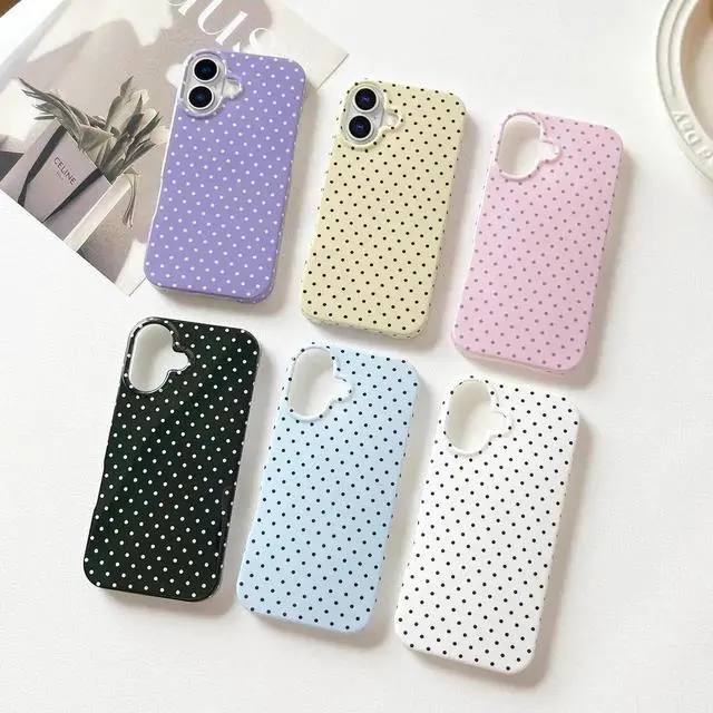 Alt view image 5 of 7 - for iPhone 17 Case Cute Polka Dot Phone Case Soft TPU Slim Shockproof Phone Cover for Women Girls Black