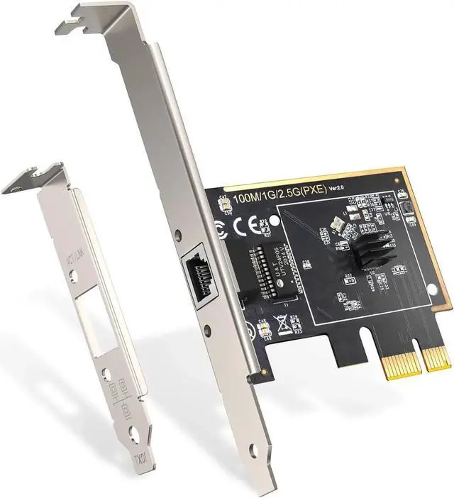Main image of (Upgraded) 2.5GBase-T PCIe Network Adapter, 2500/1000/100Mbps PCI Express Gigabit Ethernet Card RJ45 LAN Controller Support Windows Server/Windows, Standard and Low-Profile Brackets Included