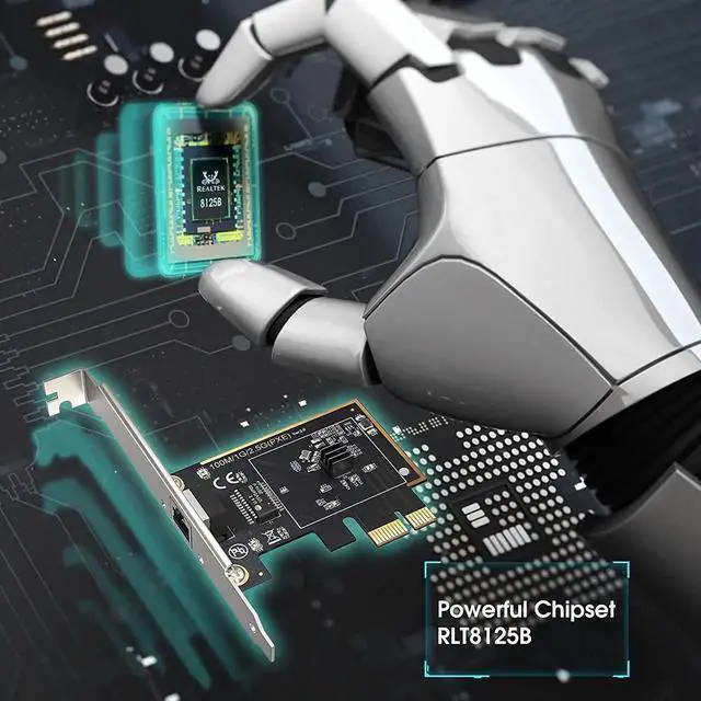 Alt view image 2 of 7 - (Upgraded) 2.5GBase-T PCIe Network Adapter, 2500/1000/100Mbps PCI Express Gigabit Ethernet Card RJ45 LAN Controller Support Windows Server/Windows, Standard and Low-Profile Brackets Included