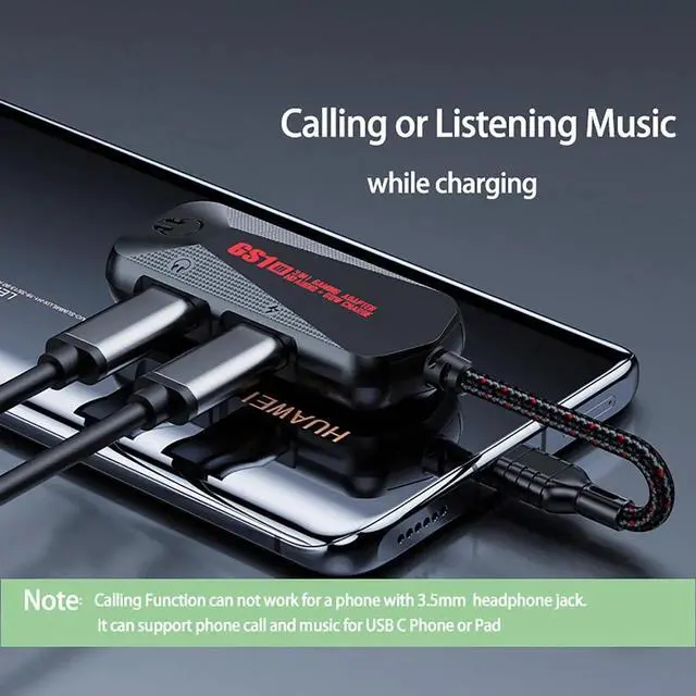 Alt view image 6 of 7 - USB C to 3.5mm / USB C Audio Adapter and Charger 3 in 1 Hi-Res 32bit Aux to USB C with PD 60W Fast Charging Dongle Cable for iPhone 16/15 Pro Max/Galaxy/iPad Pro/Air (GS1-USBC 180°)