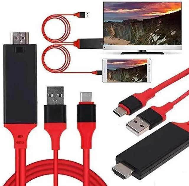 Alt view image 4 of 6 - MHL USB 3.1 Type-C to HDMI HD TV Cable for Compatible with Galaxy MacBook Pro and All Phones and Tablets with A USB C Port