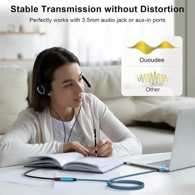 Alt view image 4 of 7 - Headphone Extension Cable 6FT 3.5mm Extension Audio Cable Male to Female Aux Adapter Hi-Fi Sound Stereo Extender TRRS Braided Aux Cord for Headset iPhone iPad Pixel Smartphones Media Players