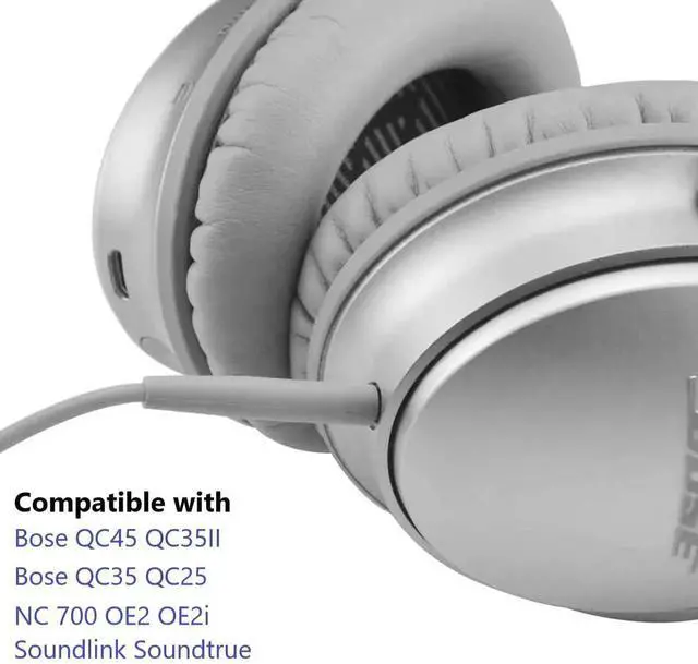 Alt view image 6 of 6 - Replacement Audio Cable Cord Extension Wire for QuietComfort QC25 QC35 Headphones with in line Mic Volume Control (No mic Grey)