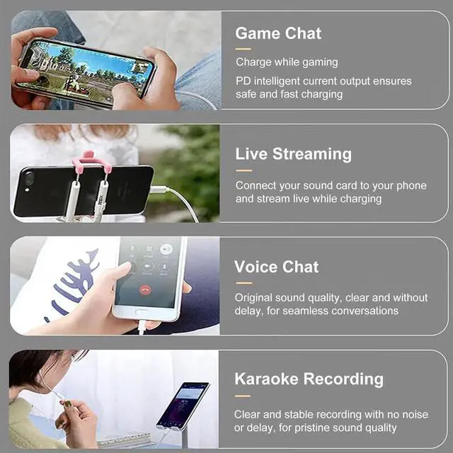 Alt view image 5 of 7 - USB C to Microphone Adapter for Live-Streaming Type C to Microphone & 3.5mm Headphone Adapter with Charging Port USB C Audio & MIC Splitter Compatible for iPhone 15/16/iPad Pro/Galaxy 24 23/Pixel 9 8