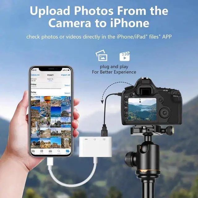 Alt view image 2 of 7 - USB + 3.5mm AUX Adapter for iPhone/iPad, USB Camera Adapter and 3.5mm Headphone Audio Jack Adapter with iPhone Charger Splitter, 3 in 1 USB OTG Adapter for iPhone iPad,USB Flash Drive, Keyboard, Mouse