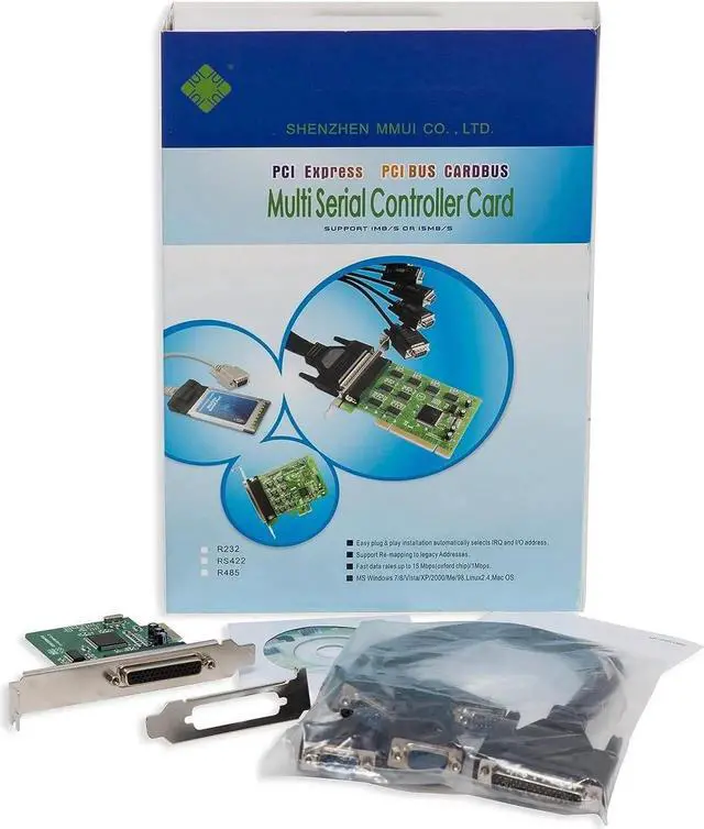 Alt view image 7 of 7 - JAENFONG IO Crest 4 Serial Ports PCI-e Controller Card with Fan-Out Cable and Bundled with Low Profile Bracket SI-PEX15038