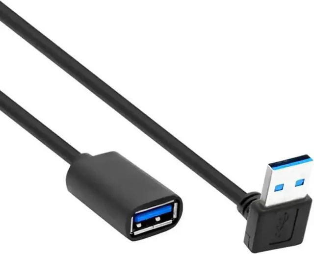 Alt view image 5 of 7 - 90 Degree USB 3.0 Extension Cable Black USB 3.0 Male to Female Extender Cord 30cm (Down Angle)
