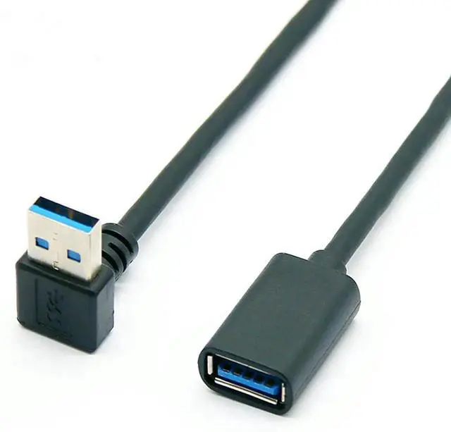 Alt view image 2 of 7 - 90 Degree USB 3.0 Extension Cable Black USB 3.0 Male to Female Extender Cord 30cm (Down Angle)