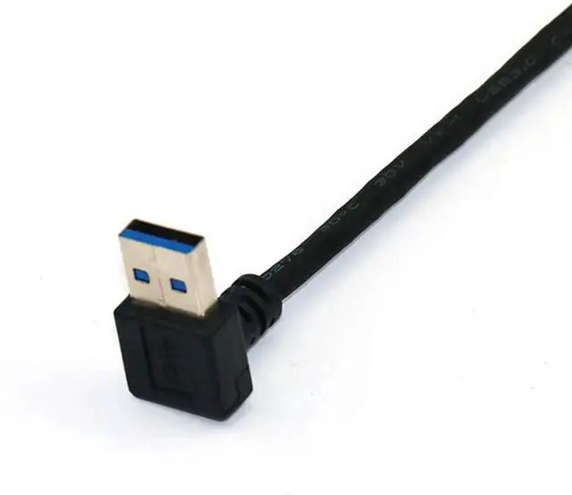 Alt view image 4 of 7 - 90 Degree USB 3.0 Extension Cable Black USB 3.0 Male to Female Extender Cord 30cm (Down Angle)