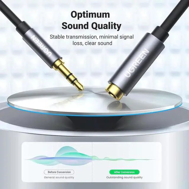 Alt view image 3 of 7 - Headphone Extension Cable 3.5mm Extension Gold Plated Aux Cable Audio Stereo Jack Male to Female TRS Cord Extender Compatible with iPhone iPad Phones Tablets Media Players 3.3FT