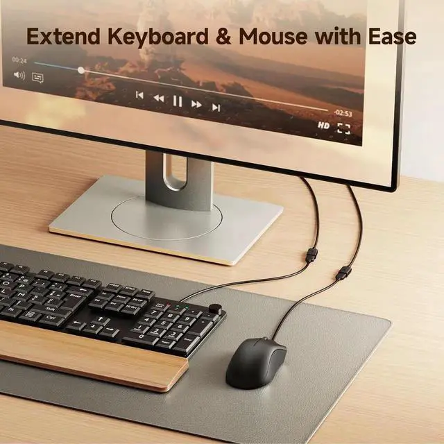 Alt view image 4 of 7 - 3-Pack USB Extension Cable - 6ft Male to Female USB Extender Cable USB2.0 Extension Cord 480Mbps Black