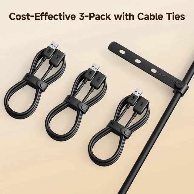 Alt view image 2 of 7 - 3-Pack USB Extension Cable - 6ft Male to Female USB Extender Cable USB2.0 Extension Cord 480Mbps Black