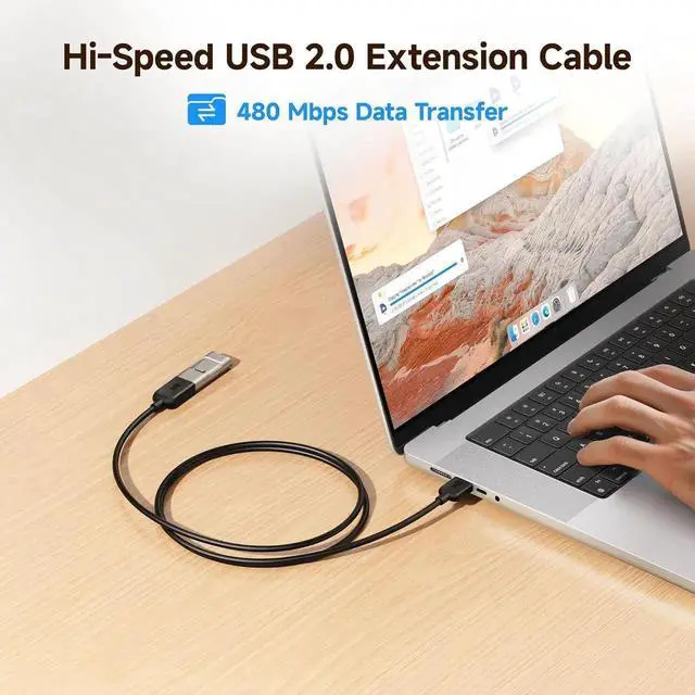 Alt view image 7 of 7 - 3-Pack USB Extension Cable - 6ft Male to Female USB Extender Cable USB2.0 Extension Cord 480Mbps Black