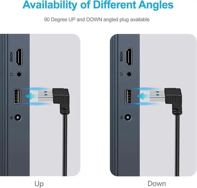 Alt view image 4 of 7 - 2 Pack SuperSpeed USB 3.0 Angle Male to Female Extension Cable 6 Inch Convertor Adapter Extender Cord Up Angle and Down Angle one Each
