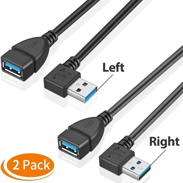Alt view image 2 of 7 - 2 Pack SuperSpeed USB 3.0 Angle Male to Female Extension Cable Convertor Adapter Extender Cord Left and Right Angle one Each - 6 inch 2 Pack