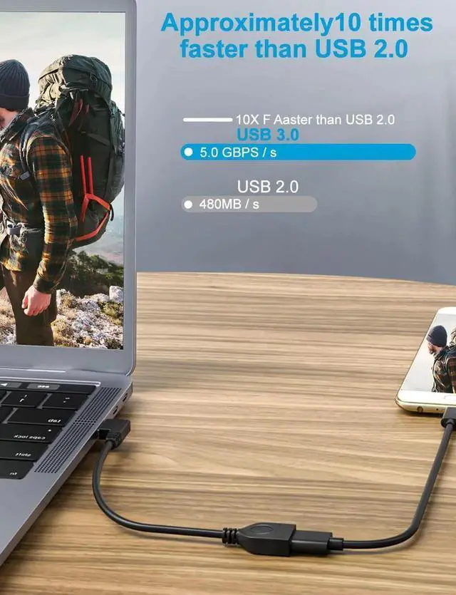 Alt view image 7 of 7 - 2 Pack SuperSpeed USB 3.0 Angle Male to Female Extension Cable Convertor Adapter Extender Cord Left and Right Angle one Each - 6 inch 2 Pack