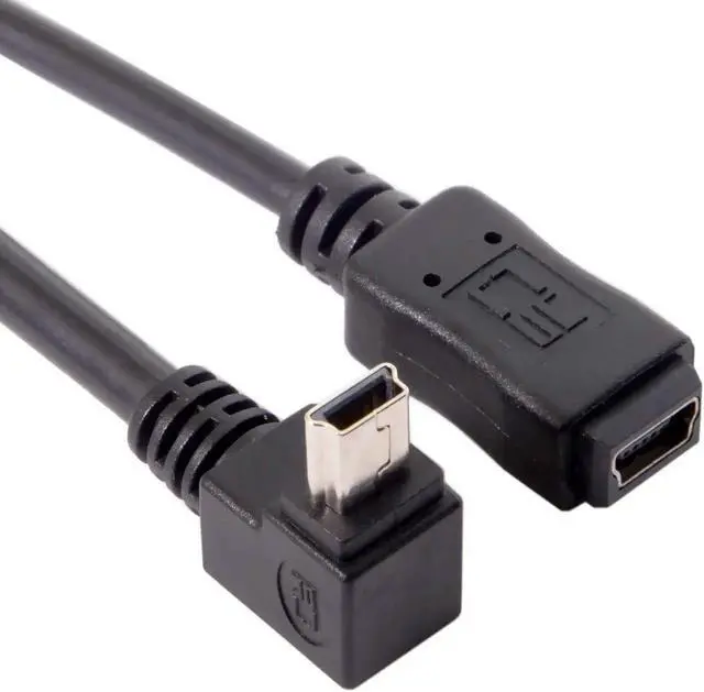 Alt view image 5 of 7 - 2pcs 90 Degree Up & Down Direction Angled Mini USB 5 Pin Male to Female Extension Cable 0.2m