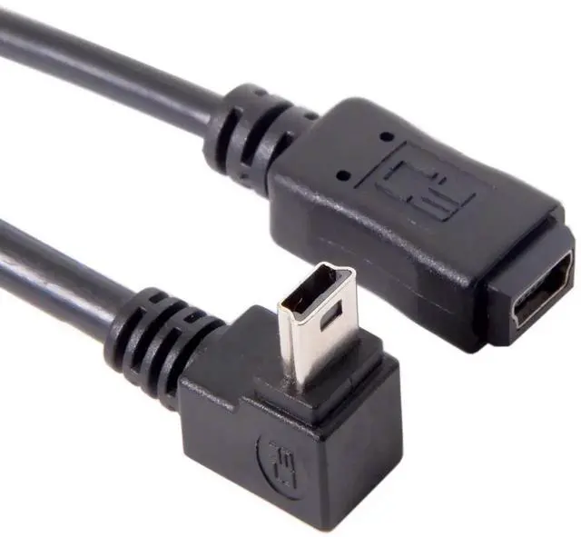 Alt view image 7 of 7 - 2pcs 90 Degree Up & Down Direction Angled Mini USB 5 Pin Male to Female Extension Cable 0.2m
