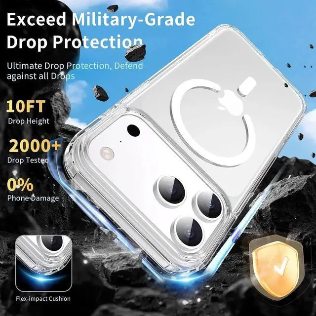 Alt view image 7 of 7 - for iPhone 17 Pro Max Case Clear Magnetic iPhone 17 ProMax Case with Screen Protector [Non-Yellowing] Shockproof Compatible with MagSafe Slim Phone Case for 17 Pro Max Cover-Transparen