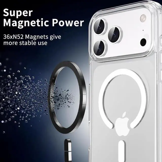 Alt view image 5 of 7 - for iPhone 17 Pro Max Case Clear Magnetic iPhone 17 ProMax Case with Screen Protector [Non-Yellowing] Shockproof Compatible with MagSafe Slim Phone Case for 17 Pro Max Cover-Transparen