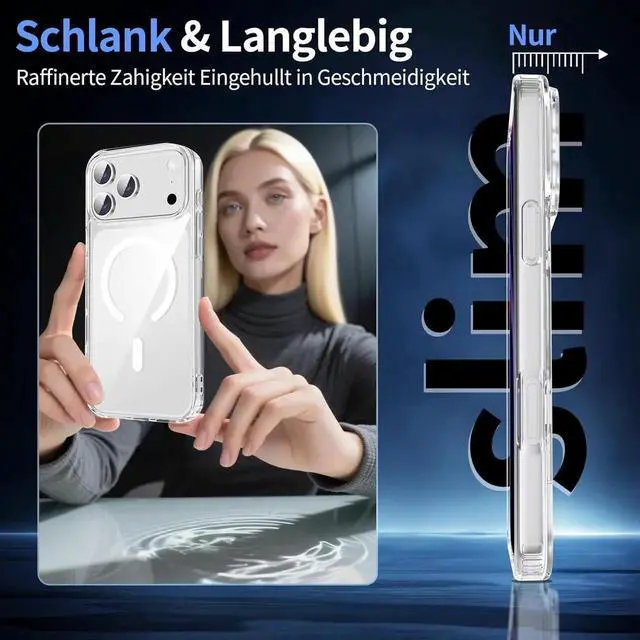 Alt view image 2 of 7 - for iPhone 17 Pro Max Case Clear Magnetic iPhone 17 ProMax Case with Screen Protector [Non-Yellowing] Shockproof Compatible with MagSafe Slim Phone Case for 17 Pro Max Cover-Transparen