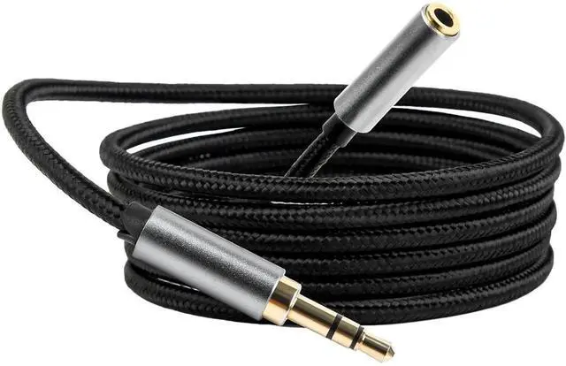 Main image of 2-Pack 4.9ft/1.5m 3.5mm TRS Male to Female Headphone Extension Cable Aux Cord Extender Audio Jack Extender for Headphones iPhone iPad Smartphones Tablets Laptops Media Players - Black