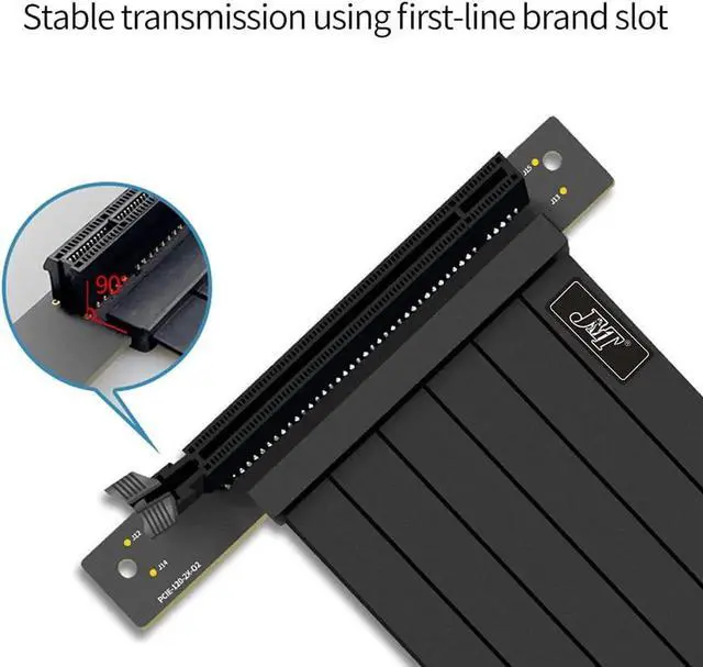 Alt view image 2 of 4 - JAENFONG GPU Riser Cable PCI-E 3.0 16x High Speed Flexible Extender Card Universal 90 Degree Adapter Support 3060 Graphic Card (Black,60cm)