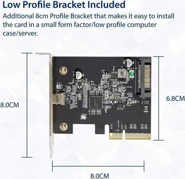 Alt view image 5 of 5 - JAENFONG IO CREST USB-C 3.2 Gen 2x2 Type-C 20 Gbps PCI-e Gen 3 x4 Expansion Card SATA Powered ASMedia ASM3242