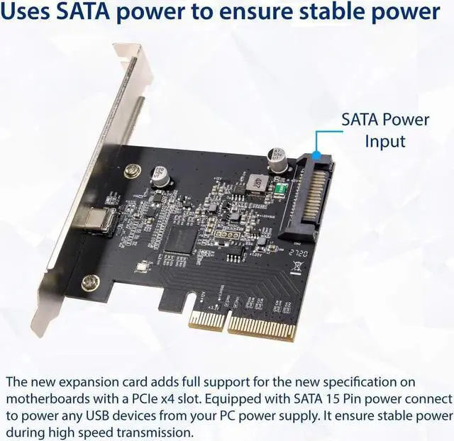 Main image of JAENFONG IO CREST USB-C 3.2 Gen 2x2 Type-C 20 Gbps PCI-e Gen 3 x4 Expansion Card SATA Powered ASMedia ASM3242