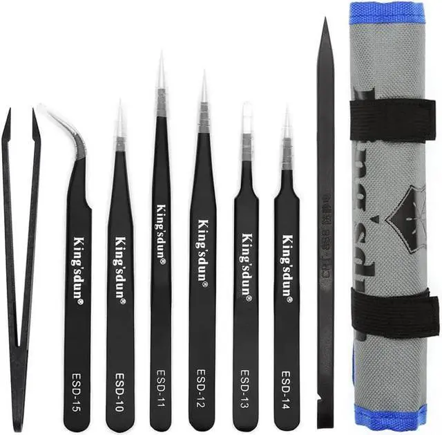Alt view image 5 of 7 - JAENFONG Kingsdun 8pcs Pointed Precision Tweezers Set Professional Anti-Static Long Tweezer Kit for Electronic Repairing,Soldering & Crafting