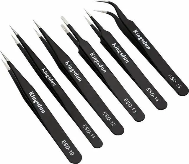Alt view image 2 of 7 - JAENFONG Kingsdun 8pcs Pointed Precision Tweezers Set Professional Anti-Static Long Tweezer Kit for Electronic Repairing,Soldering & Crafting