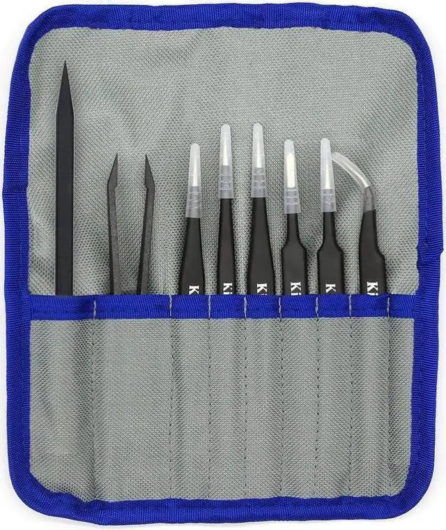 Alt view image 4 of 7 - JAENFONG Kingsdun 8pcs Pointed Precision Tweezers Set Professional Anti-Static Long Tweezer Kit for Electronic Repairing,Soldering & Crafting