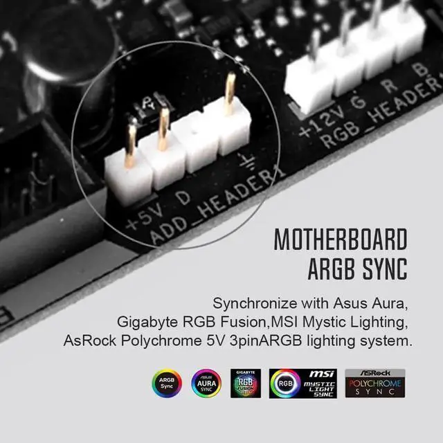 Alt view image 2 of 6 - ID-COOLING XF-12025-ARGB-TRIO 120mm Case Fan ARGB 3 Pack RGB Fans 5V 3-PIN Connector MB Sync Internal Fans Cable Management Silent Fan PWM Fan for CPU Cooler/Radiator/PC Chassis