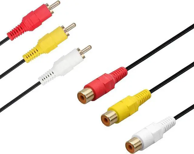 Alt view image 3 of 5 - JAENFONG RCA Extension Cable - Gold Plated 3 RCA Male to 3 RCA Female Audio Video Extension Cable 3RCA Male to Female Audio Composite Extension Video Cable DVD CD AV TV (3ft/1m)