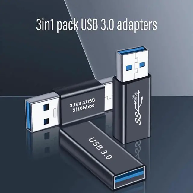 Alt view image 4 of 5 - 3kinds of USB 3.0 apters kit USB 3.0 Female to Female and Male to Male and Female to Male high Speed Convert Extension Coupler Connector converte Black
