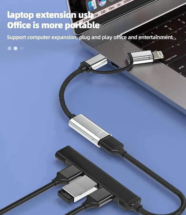 Alt view image 3 of 7 - Zoyuzan USB to Lightning Adapter OTG Cable USB-A Female Type C Male 3.0 Converter Thunderbolt Port Cord IPhone15 Pro Max ipad 10?Air4/5?Mini6?Pro 12.9 MacBook compatible